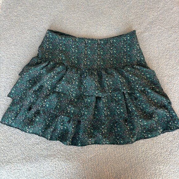 Essentials Antwerp Blue and Green Ruffled Mini Skirt - Picture 1 of 5